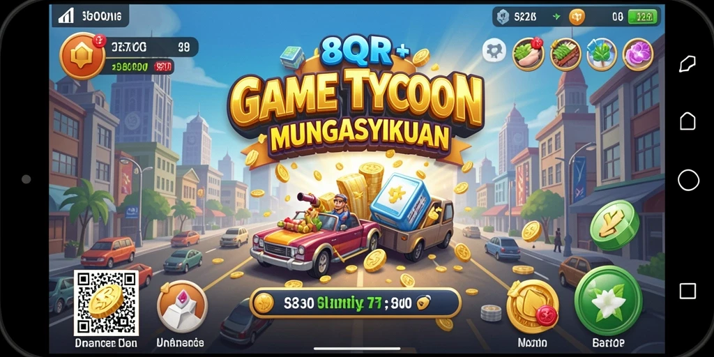 Screenshot gameplay 8QR yang menampilkan strategi bisnis Tycoon.
