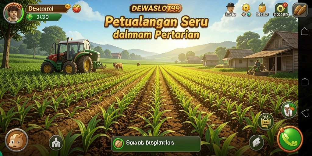 Tampilan gameplay seru dan menawan di DEWASLOT99 yang menampilkan aktivitas pertanian.