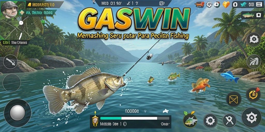 Tampilan screenshot GASWIN memperlihatkan gameplay Fishing yang menawan dan menantang.