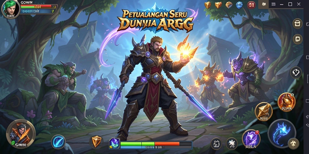 Screenshot gameplay GOWIN dengan aksi pertarungan seru.