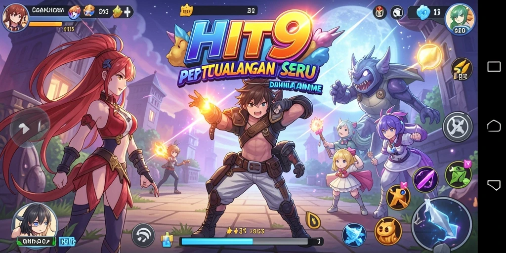 Screenshot HIT9 menampilkan karakter anime dalam aksi seru.