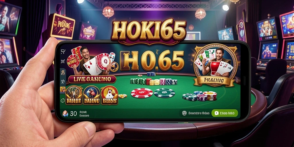 Tampilan gameplay HOKI65 dengan dealer live yang interaktif.