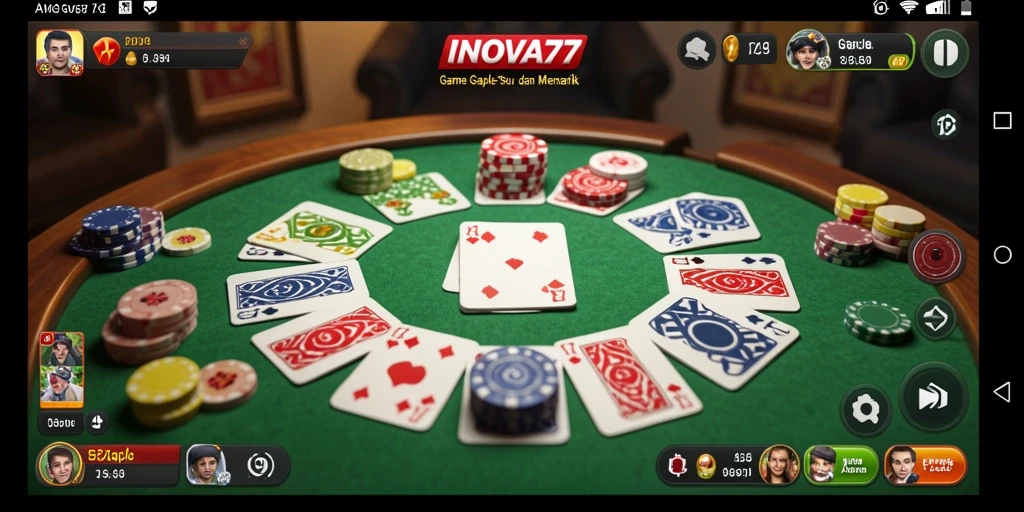 Screenshot INOVA77 menampilkan gameplay Gaple yang seru dan interaktif.