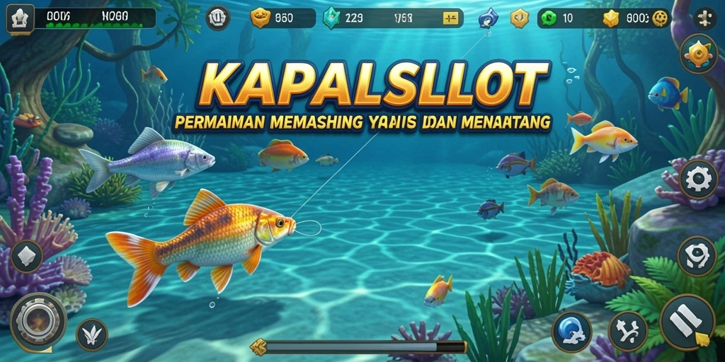 Tampilan gameplay KAPALSLOT saat menangkap ikan di laut.
