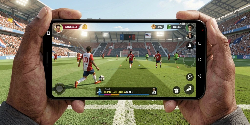 Screenshot utama KING403 menampilkan aksi sepak bola yang mendebarkan.