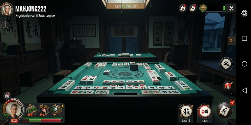 Screenshot gameplay MAHJONG222 menampilkan suasana menyeramkan dan menegangkan.