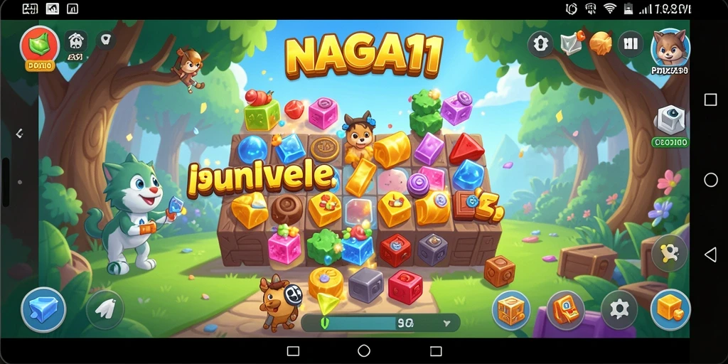 Tangkapan layar NAGA11 menampilkan gameplay puzzle yang memukau dan interaktif.